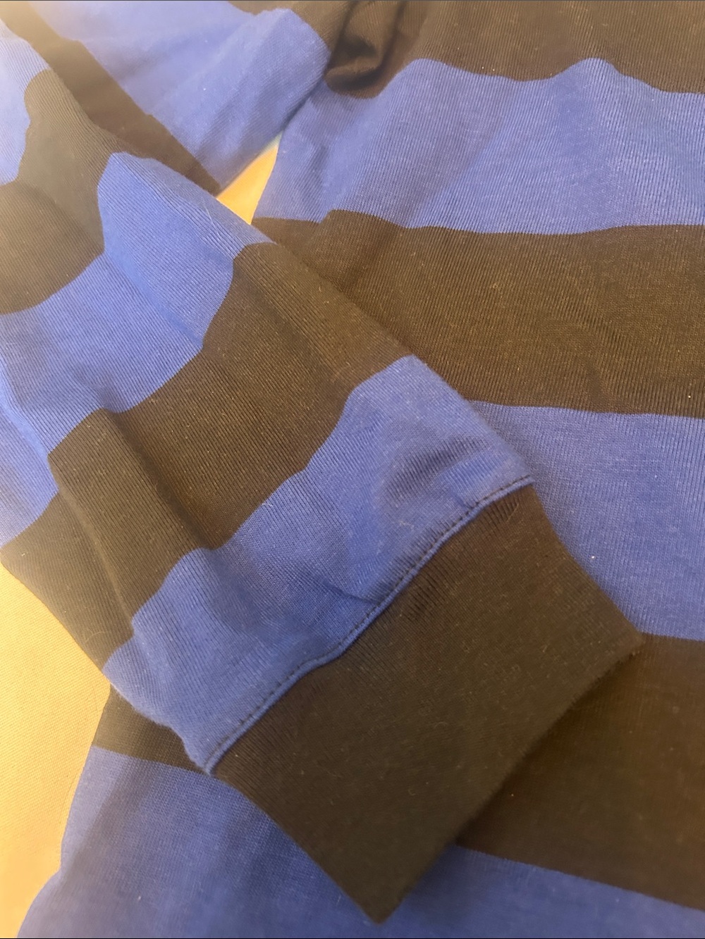 J. Crew Blue and Black Striped Rugby Polo with Cream Collar - Picture 5 of 5